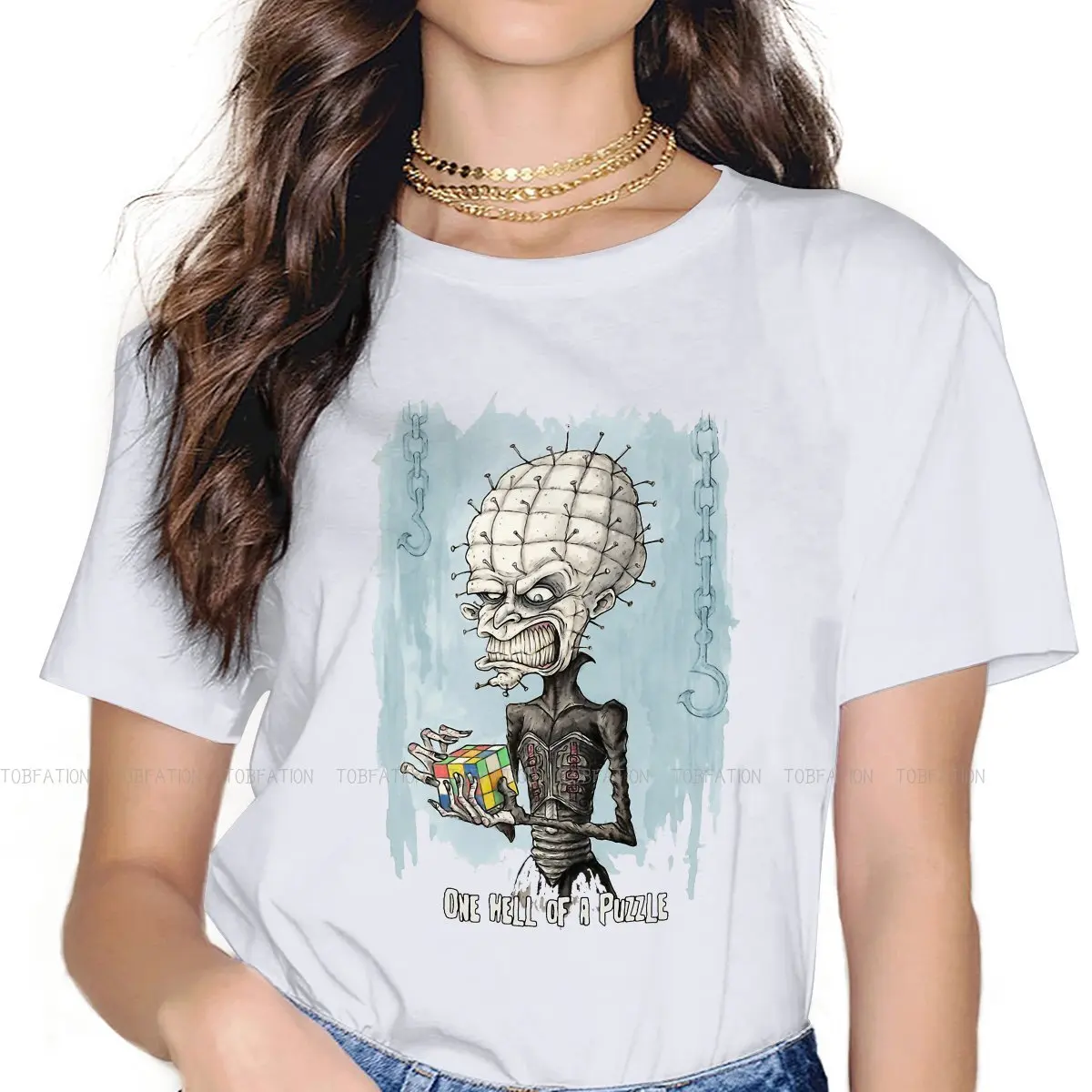 

One Hell of a Puzzle TShirt For Women Cube 3D Puzzle Tops Vogue Ladies T Shirt Cotton Summer Loose