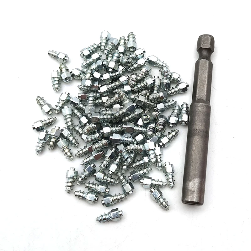 100pcs 9mm Tire Snow Chains Spikes Studs Tyre Snow Chains Studs with Tool Kit