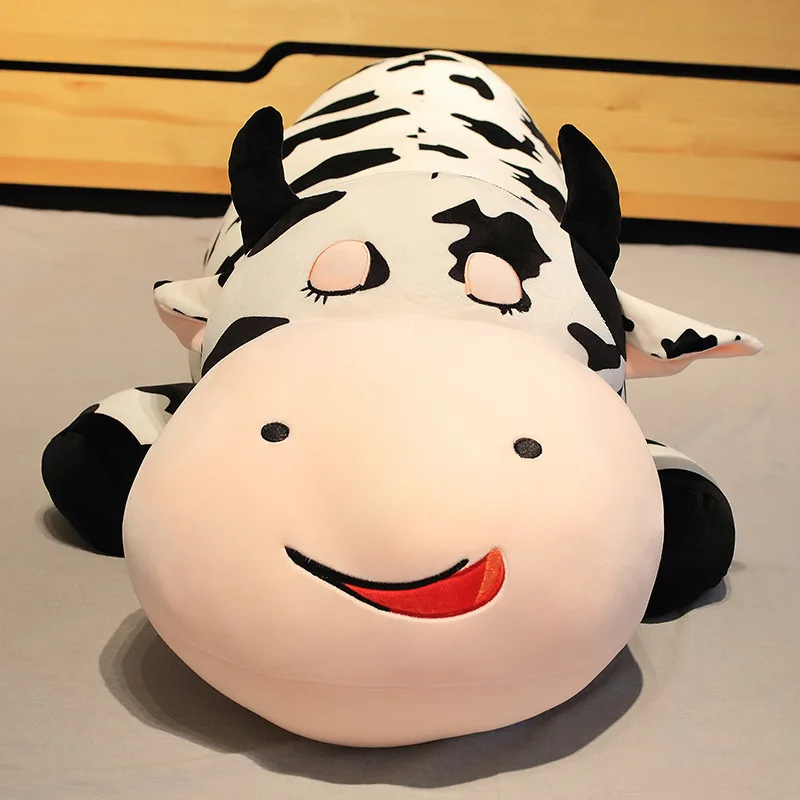 80-120cm Giant Lying Cow Plush Pillow Soft Stuffed Animal Cattle Toys for Children Kawaii Baby Doll Girls Birthday Gift | Игрушки и