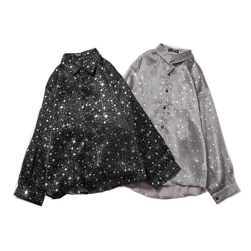 Кардиган мужской с рукавом летучая мышь свободная рубашка из сетчатой ткани