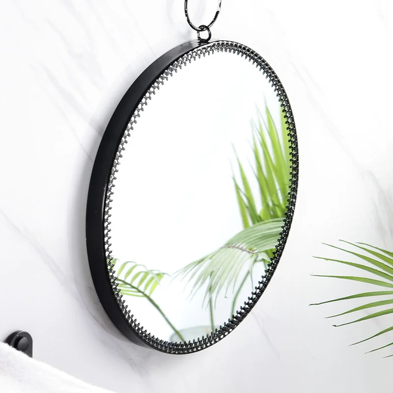 

Nordic Round Mirror Home Decor Geometric Metal Mirror Simple Makeup Mirror Living Room Bedroom Bathroom Wall Hanging Decorative