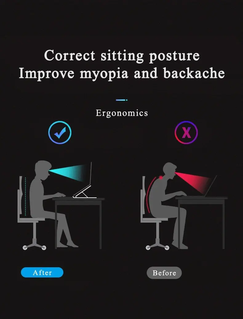 

Aluminum Folding Laptop Stand Adjustable Notebook Support Stand for Macbook Pro Non-slip Riser Cooling Bracket Notebook Holder