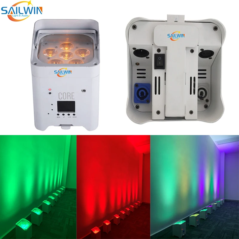 

6X18W 6in1 RGBAW UV Battery Powered APP LED Par Lights DJ Disco Light DMX Controller Effect For Small Paty KTV Stage Lighting