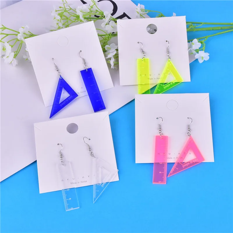 10 шт./упак. Милая треугольная линейка Arcylic шармы обратно в школу Подвеска для DIY