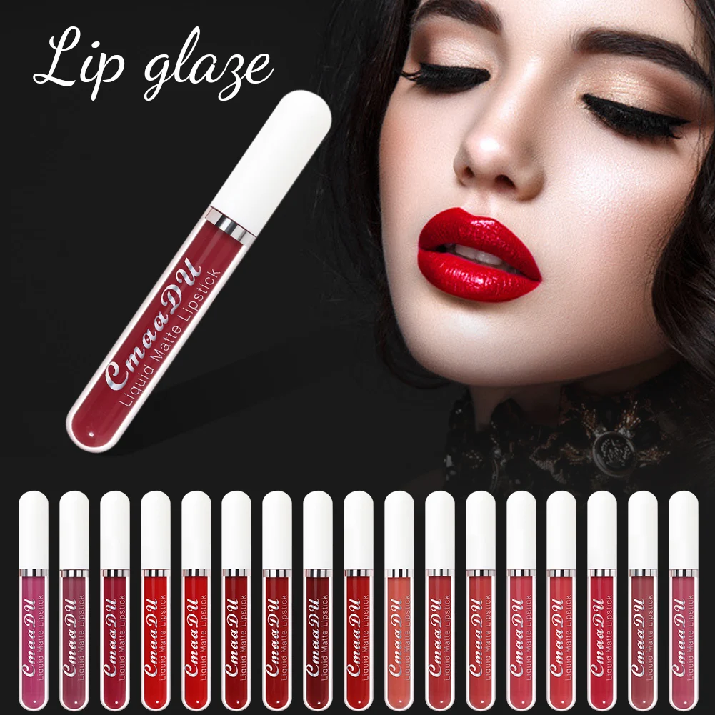 

18 Sexy Red Matte Samt Lip Gloss Nackte Flüssigkeit Lippenstifte Wasserdicht Langlebige Antihaft Tasse Lipgloss Make-Up Sexy
