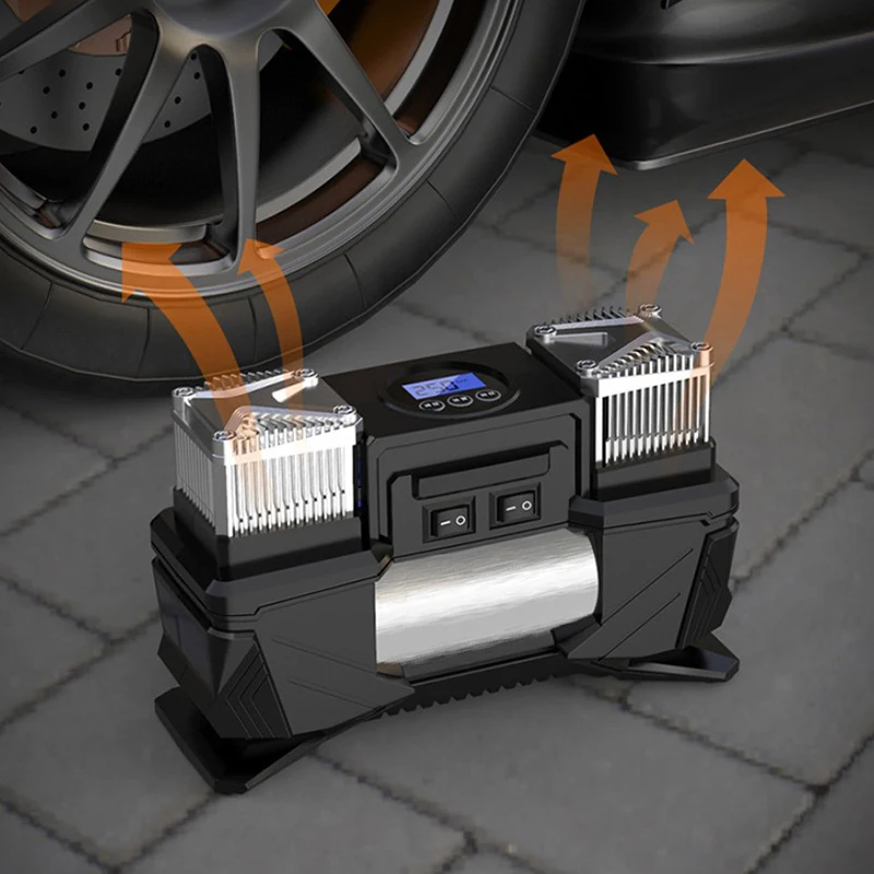 Preço 12v Veículo Montado Duplo Cilindro Portátil Digital Bomba De Inflação Do Pneu, Compressor De Ar Do Pneu De Alta Potência, Bomba De Ar Do Carro