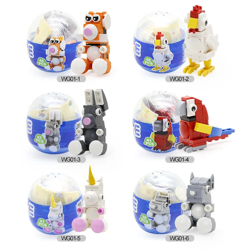 Детский конструктор в виде яйца серия скручивания собака петух носорог динозавр