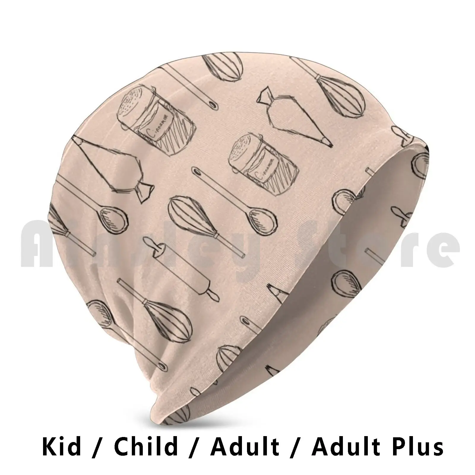 Вязаная Шапка-бини для выпечки 3049 шапочки-бини с принтом розовый оранжевый