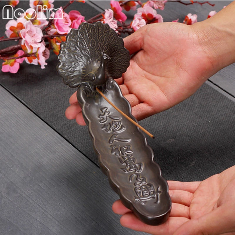 Керамическая курильница NOOLIM в стиле ретро с дизайном павлина керамическое