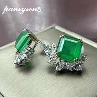 pansysen 100 925 sterling silver emrald created moissanite gemstone engagement luxury ear stud earrings fine jewelry for women