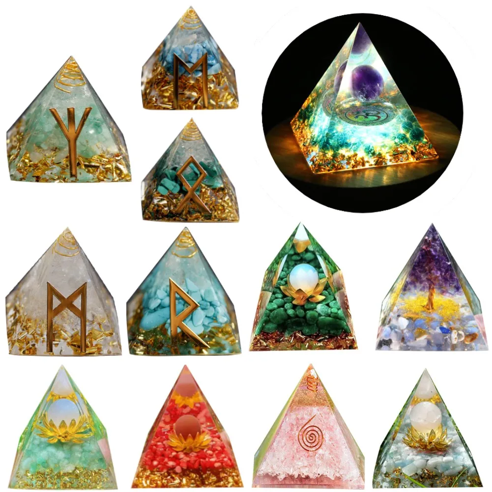 

Natural Tiger Eye Healing Amethyst Crystal Sphere Orgone Pyramid Quartz EMF Protection Energy Orgonite Chakra Meditation Stone