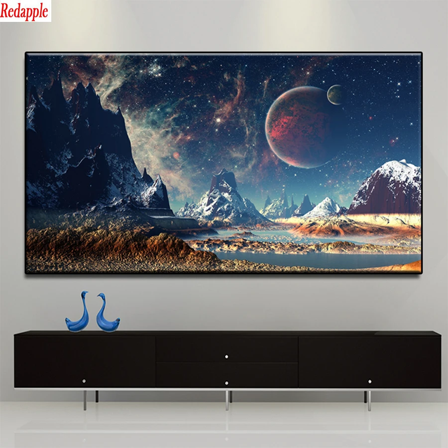 

full square diamond painting Fantasy Art, Starry Planet pictures for embroidery round diamond mosaic paintings wall