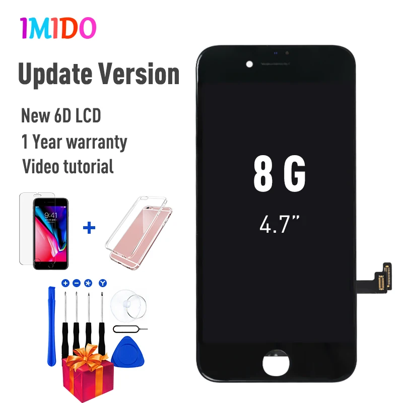 Полный ЖК-экран для iPhone 7 8 Plus, OEM дисплей, полная сборка, дигитайзер, замена с 3D сенсорным экраном, протестирован без битых пикселей - Цвет: Black for iPhone 8