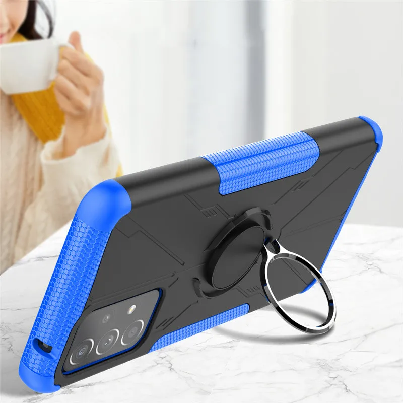 For Samsung Galaxy A72 Case For Samsung A72 Capas PC Bumper Armor Stand Ring Magnetic Holder For Cover Samsung A52 A72 Fundas