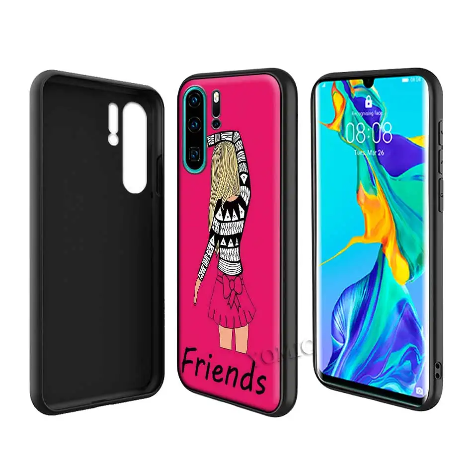 

Girlfriends Girls Bff Best Friends Forever Soft Case for Huawei P30 P40 Lite E 5G P Smart Z 2019 P20 Pro Black Silicone Cover