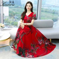 summer clothes for women 2022 red blue chiffon boho casual party maxi dress korean fashion bodycon long elegant evening dresses