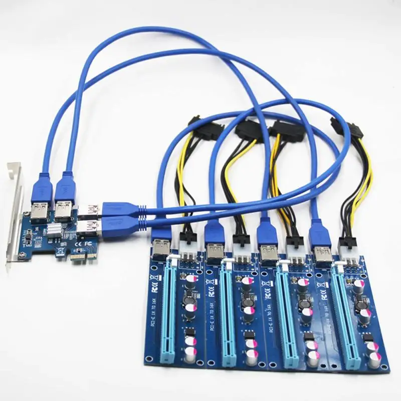 

PCI-E-PCI-E адаптер 1 поворот 4 PCI-Express слот 1x To16x USB3.0 специальный переходник-карта PCIe преобразователь для майнинга BTC