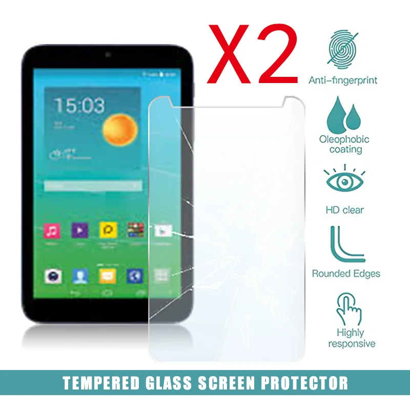 2Pcs Tablet Tempered Glass Screen Protector Cover for Alcatel OneTouch Pixi 7 Tablet Computer Explosion-Proof Tempered Film