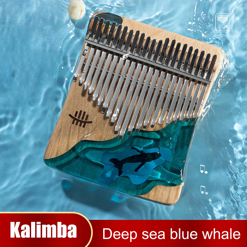 

17/21 клавиш Kalimba музыкальный инструмент Буковый древесина синий океан КИТ Пальчиковое пианино с аксессуарами Рождественский подарок