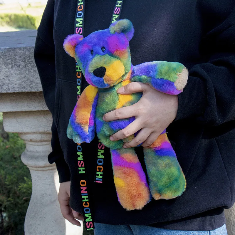 

40CM Rainbow Bunny Bear Pig Colorful Cute Animal Rabbit Plush Stuffed Toys Kawaii Soft Dolls Adorable Decor Pillow Children Gift