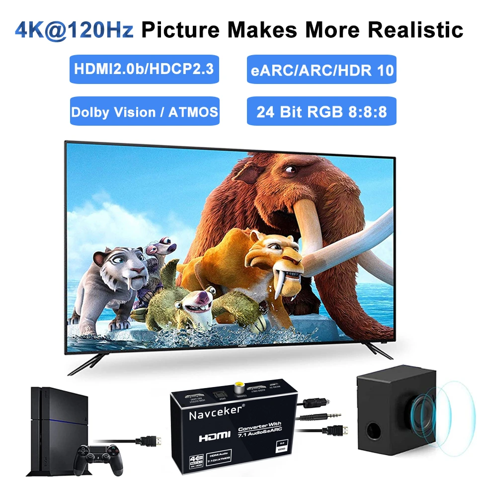 2022 лучший eARC HDMI 2 0 аудио экстрактор 4K 120 Гц RGB8:8:8 HDR сплиттер преобразователь в