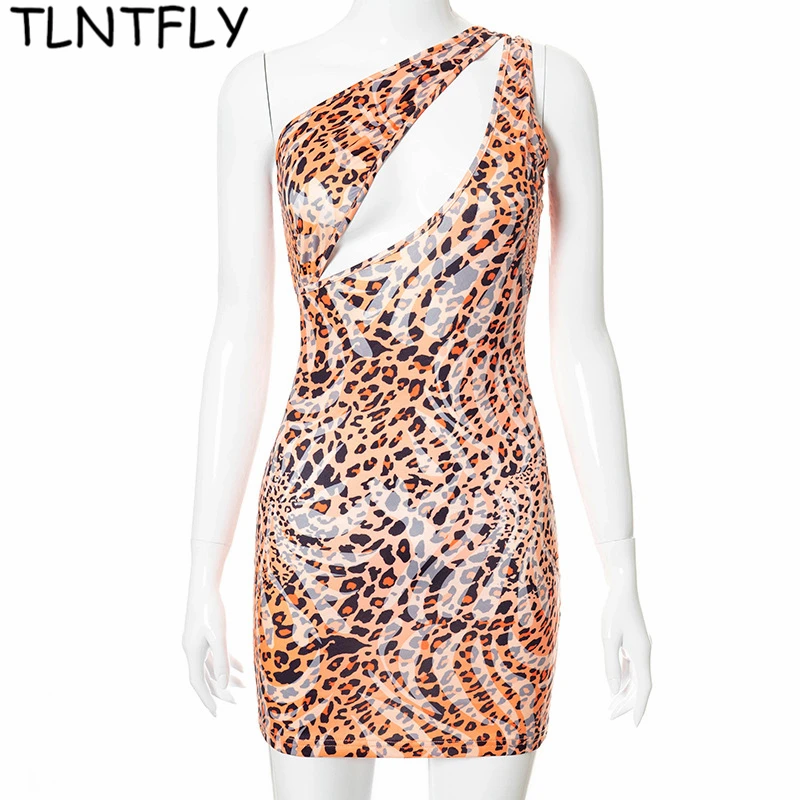 

Elegant Summer Party Dresses Women's 2021 Sexy Nightclub Prom Mini Bag Hip Dress Printed Leopard Print Hollow Bodycon Hot Girl