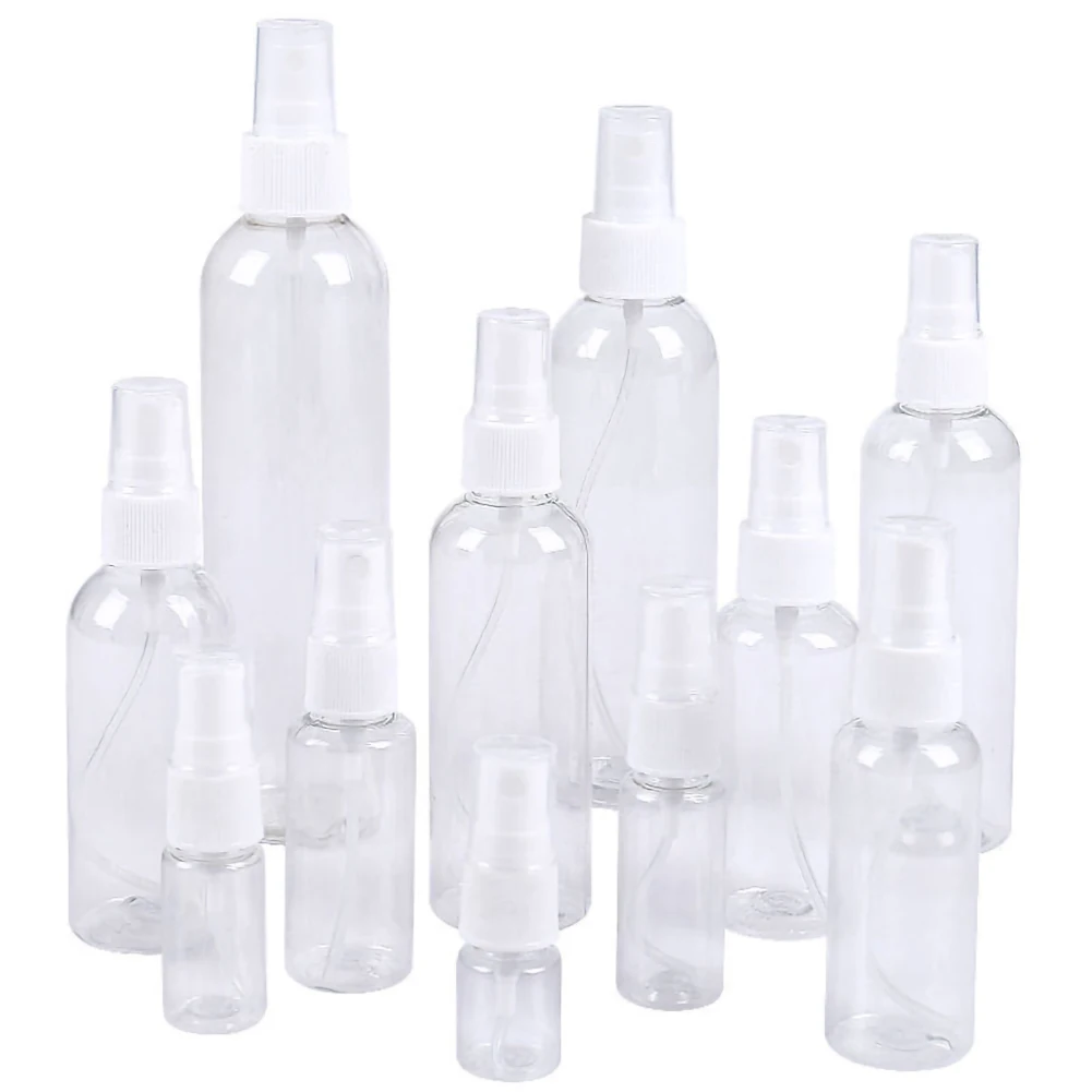 

10PC 30ml/60ml/150ml/200ml/250ml Travel Transparent Plastic Perfume Atomizer Empty Spray Bottle Reuse With Pump Head