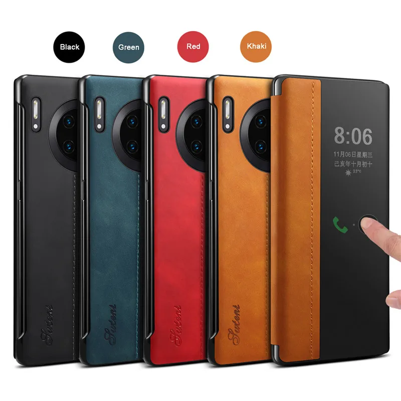 Роскошный Ретро Кожаный чехол с откидной крышкой для Huawei Mate 30 Pro зеркальный умный