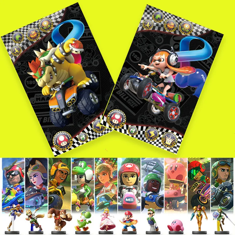 Быстрая, 16 шт./лот, полный набор, NFC Splatoon 2, игровая карта Amiibo, NTAG215, наклейка, напечатанная коллекция, монета, карта, бирка - Цвет: Mario Kart 8