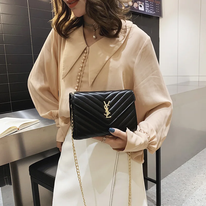 2019 new chain fashion simple solid color bag women shoulder messenger small square | Багаж и сумки