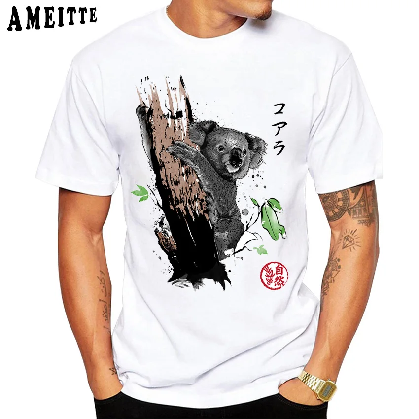 AMEITTE новые летние мужские футболки с коротким рукавом Дикий коала Футболка