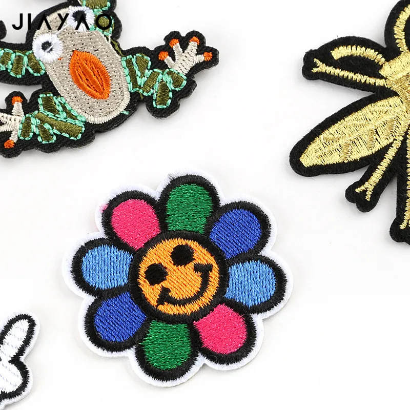 Вышитая нашивка с животными мультяшный краб лягушка значок обувной мешок