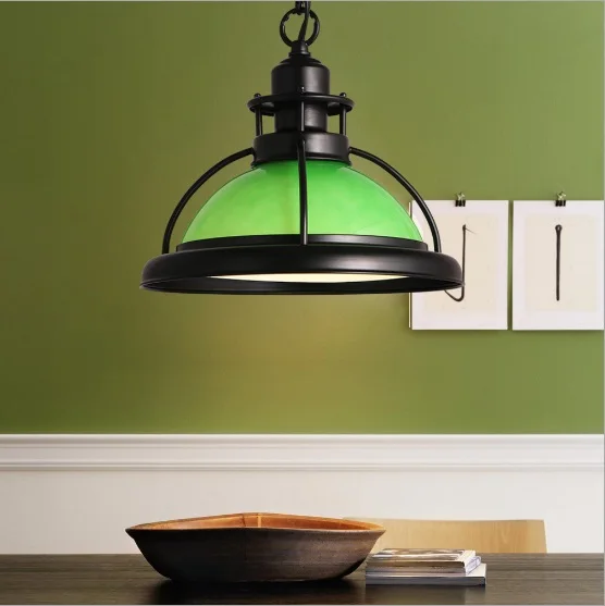 American Simple Modern Restaurant Bar Table Glass Shade Single Head Chandelier Industrial Style Creative Personality Hotel Lamp | Лампы и