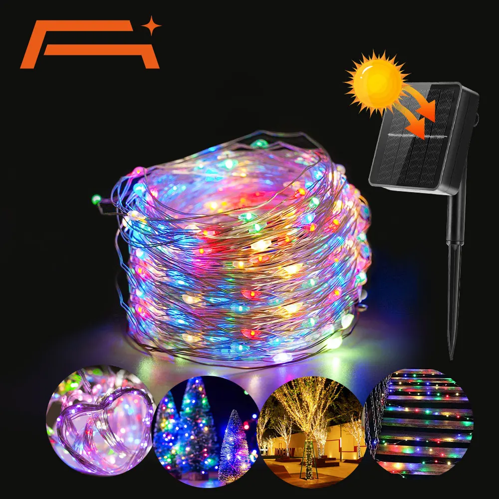 A + уличная Водонепроницаемая гирлянда на солнечной батарее 12 м 32 8 режимов