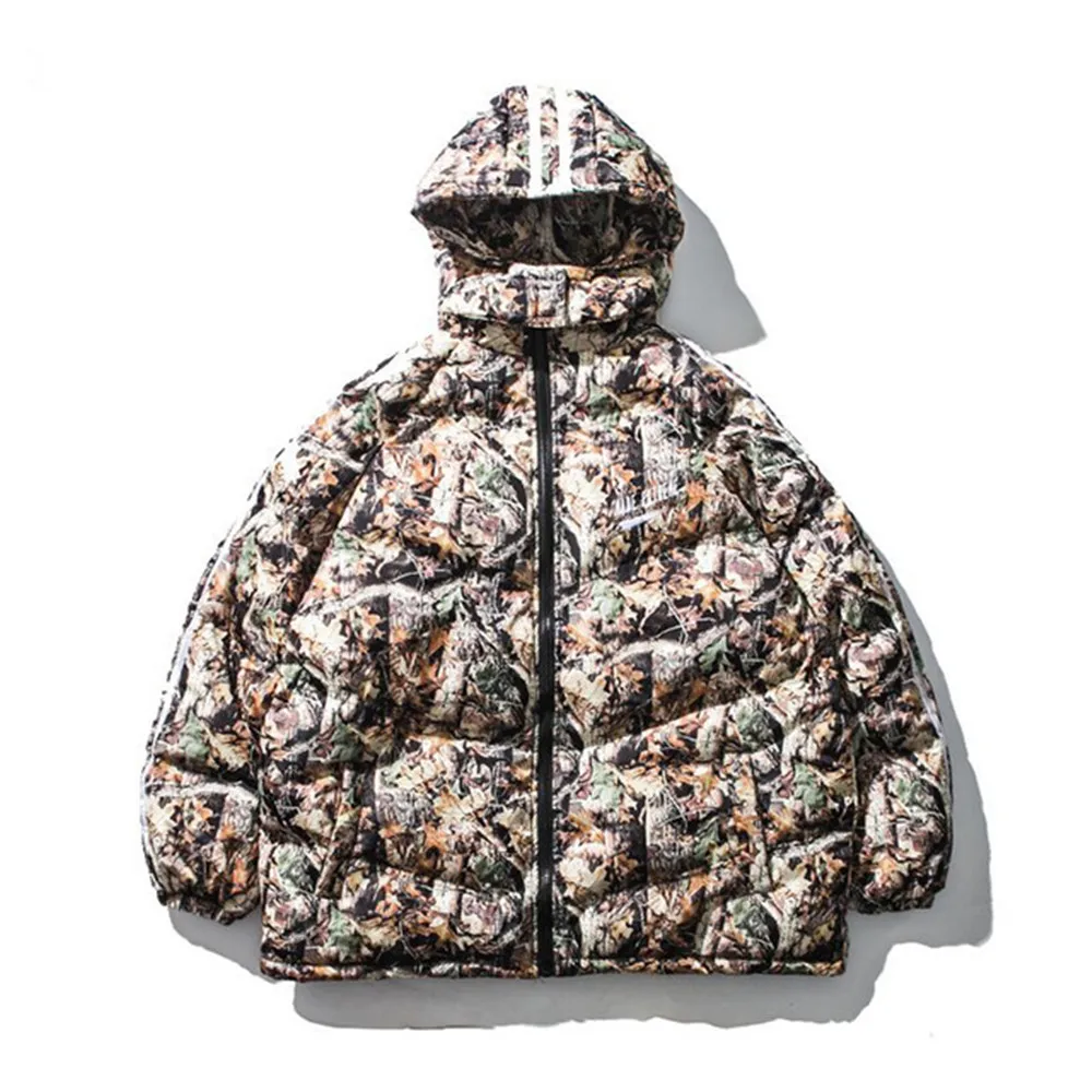 

New Vintage Down Jacket Couple Winter Thick Warm Windbreaker Hip Hop Hooded Puffer Jacket Men