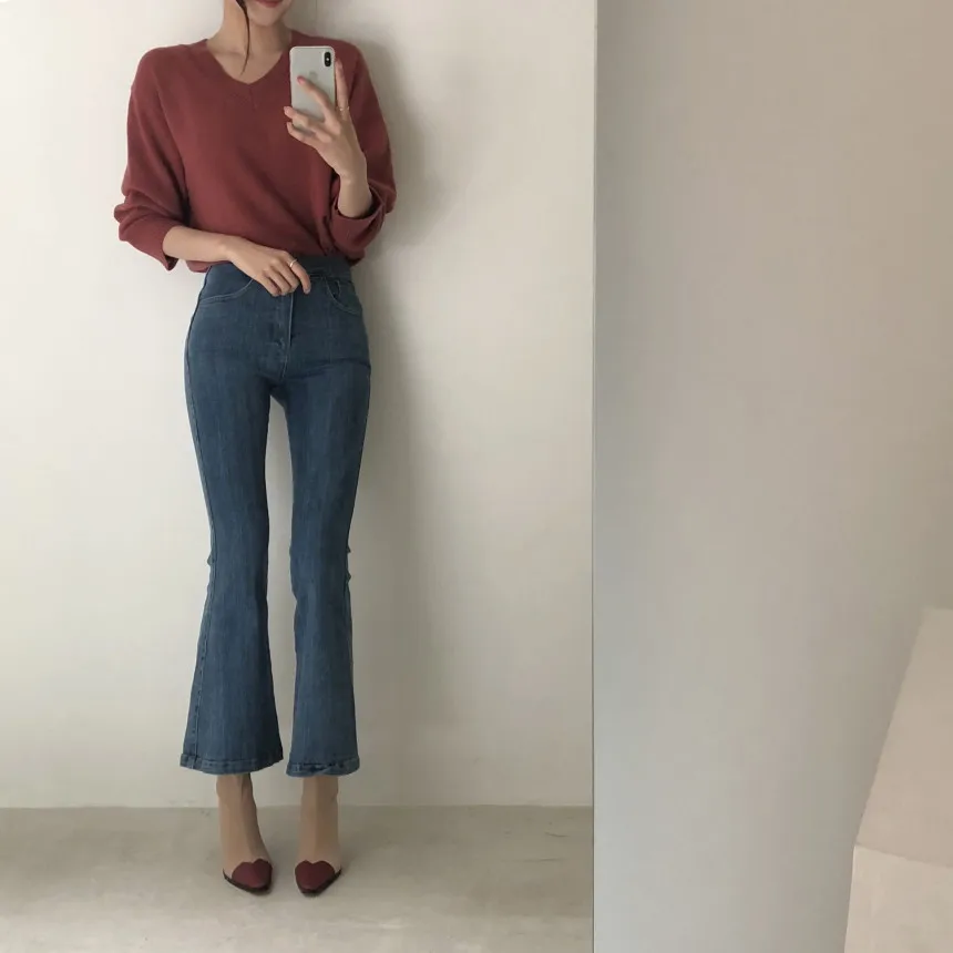 

HziriP 2019 High Waist Stretch Boyfriend Female Flare Jeans For Women Denim Pants OL Wear Plus Size Wide Leg Skinny Jeans Woman