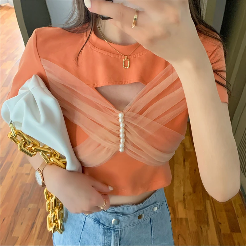 Женская футболка с коротким рукавом круглым вырезом и принтом | одежда