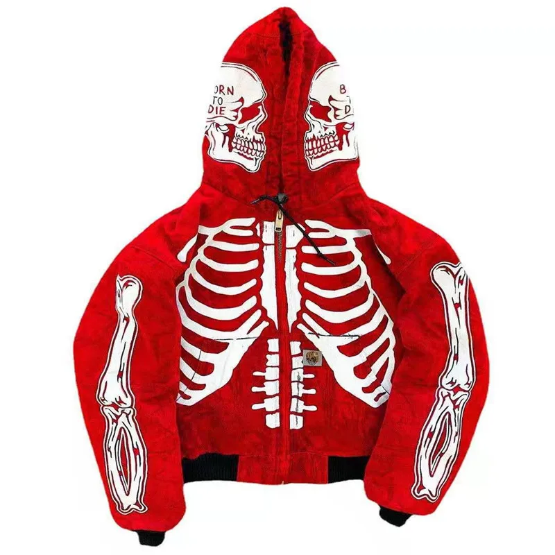 

Men Fashion Hi Street Cardigan Hoodies Skull Painted Streetwear Sweatshirts Hip Hop Graffiti Hoody Tops Size M-4XL