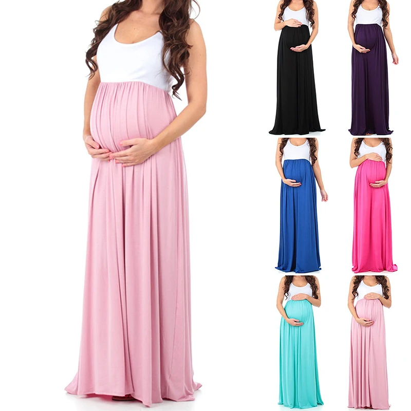 

Clothes for Pregnant Women Dress Long Nursing Pregnancy Solid Tank Dress Flower photography Clothing Party Maternity dresses