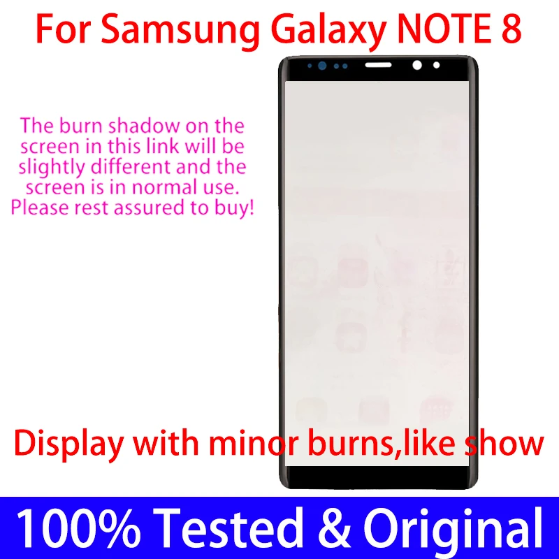 100% Tested 6.3  with Burn Shadow Amoled Display for SAMSUNG Galaxy Note 8 LCD N950 N950F LCD Display Touch Screen Repair Parts