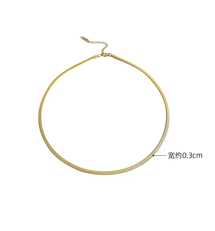 

New Style 5Pcs Width 3mm Copper Flat Necklace Gold Color Snake Chain Women Men Gift Jewelry