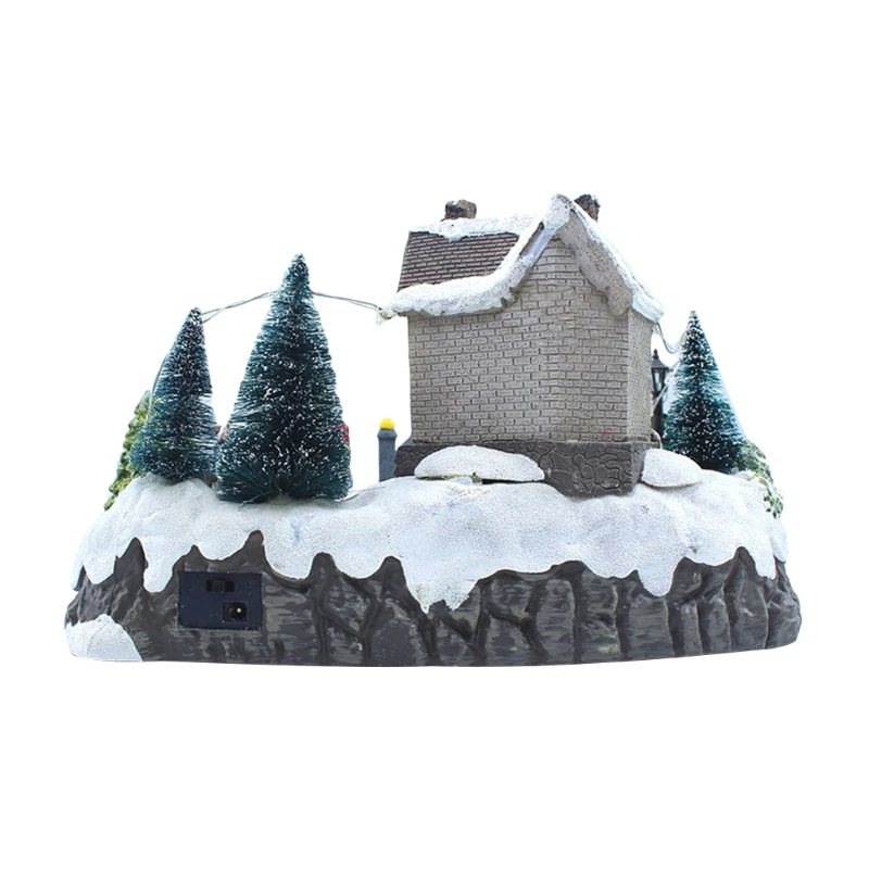 

95AA Glowing Singing Christmas Courtyard Landscape House Ornaments Xmas House Desktop