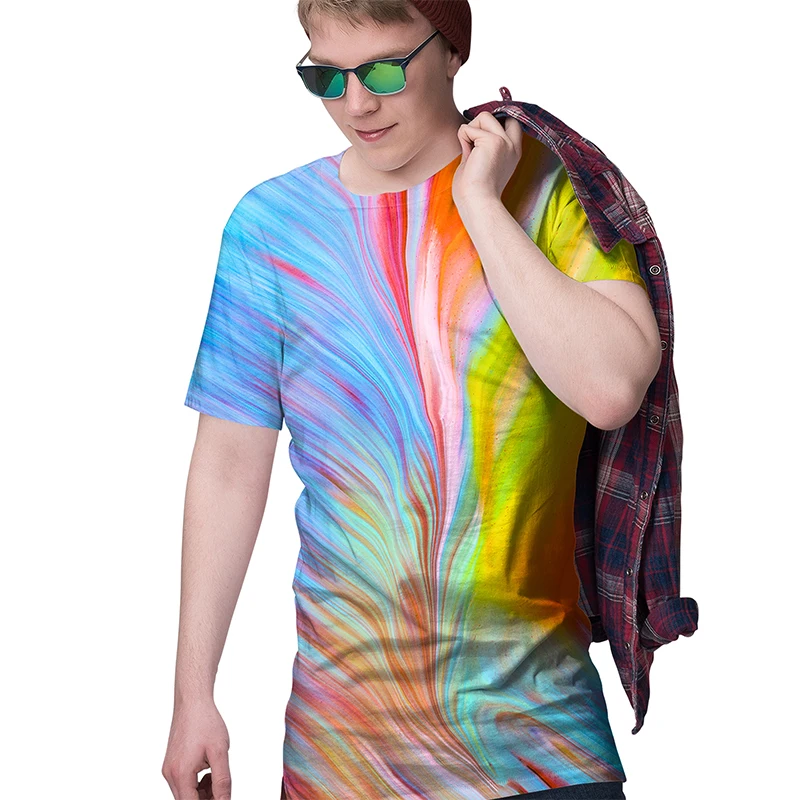 

2021 New 3d Printed Round Neck T-shirt Abstract Texture Pattern Hot Sale Short-sleeved Fashion Casual Men Tees