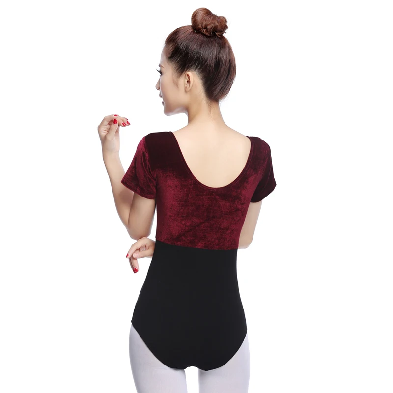 Бархат короткий рукав балет танец трико взрослых художественной гимнастики