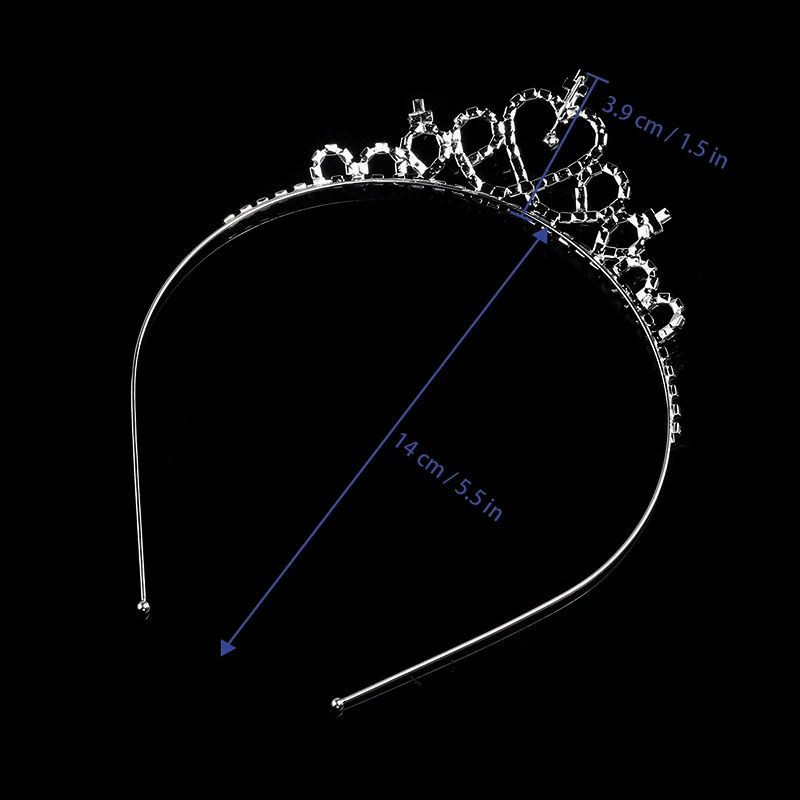 

1 Pcs Baby Hairband Princess Crystal Crowns Heart-shaped Hair Jewelry Gift Birthday Party Girls Show Headband Cute Accessory F3H
