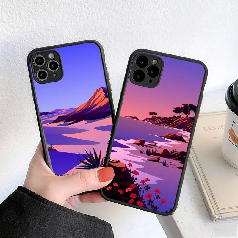 

Landscape Sunset mountain art patterm Phone Case matte transparent For iphone 7 8 11 12 plus mini x xs xr pro max cover