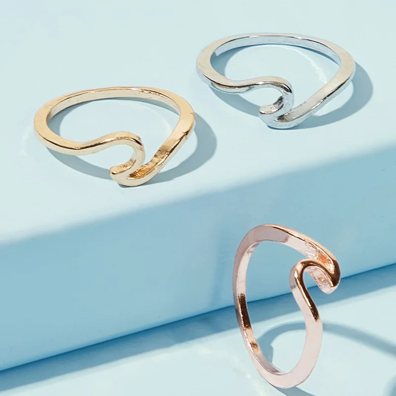 

New Fashion Simple Wave Ring Simple Women Jewelry Ring