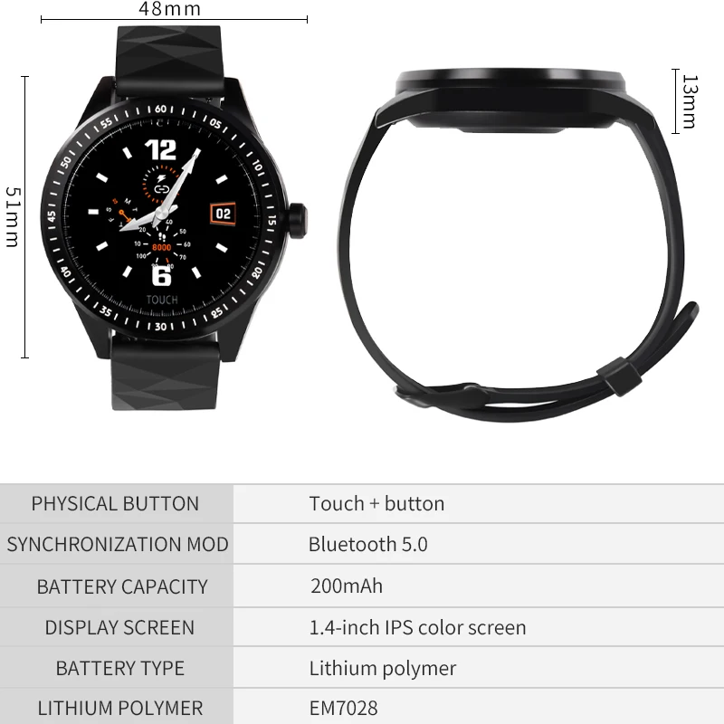 ЛМС E1 Бизнес Мужские Bluetooth напоминание о вызове Smart Watch длительный режим ожидания