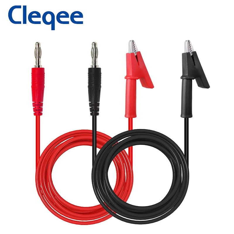 Cleqee P1040 2 шт. Медный 4 мм банановый штекер для зажима типа крокодил мультиметр