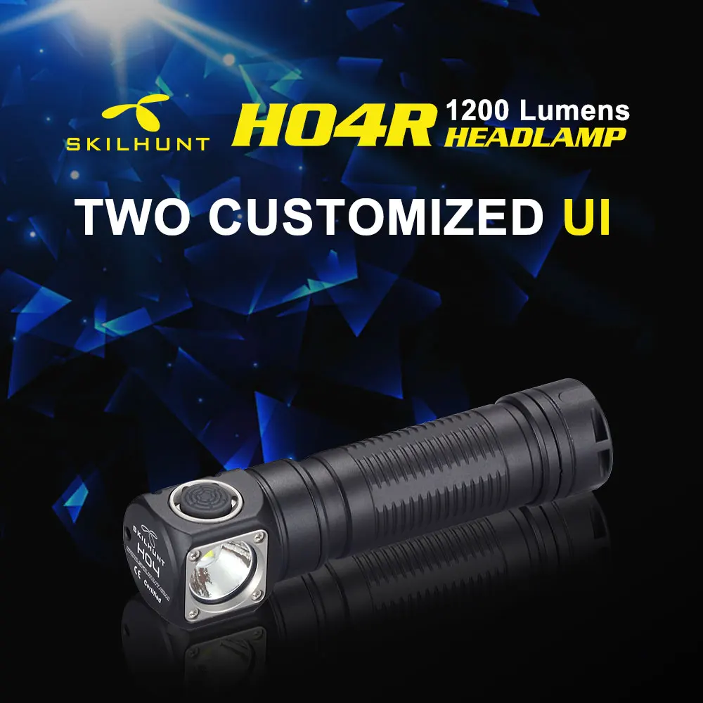 Skilhunt H04 H04R H04F RC 1200 люмен два пользовательских UI USB Магнитный перезаряжаемый светодиодный фонарик Охота Кемпинг+ повязка на голову